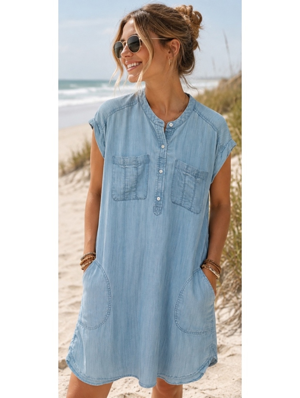 Vineyard Vines Chambray Tunic Dress Size 14 Casual, Coastal, Preppy